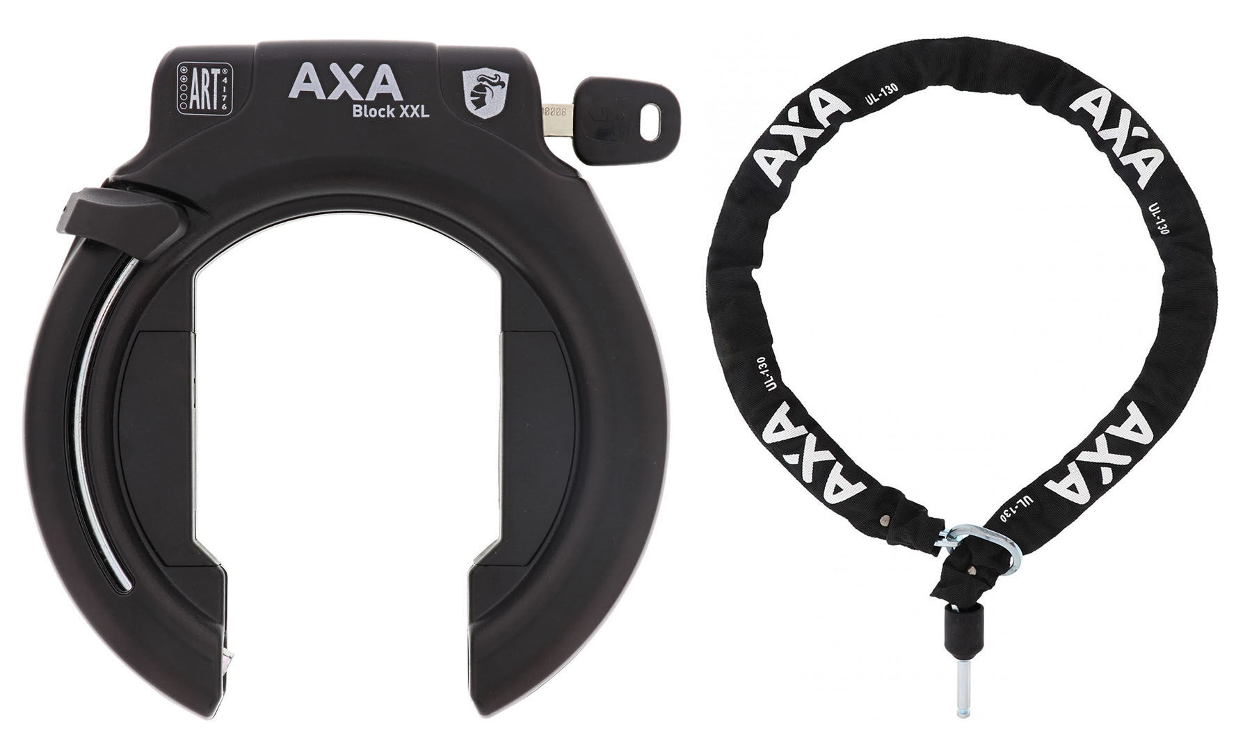 AXA Block XXL Ringschloss Schwarz + ULC 130 Einsteckkette