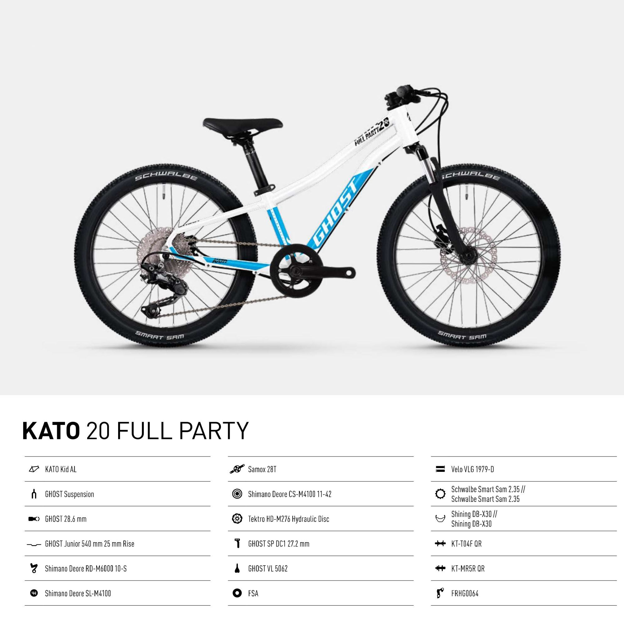 Ghost Kato 20 Full Party,MTB, pearl white/bright blue - glossy