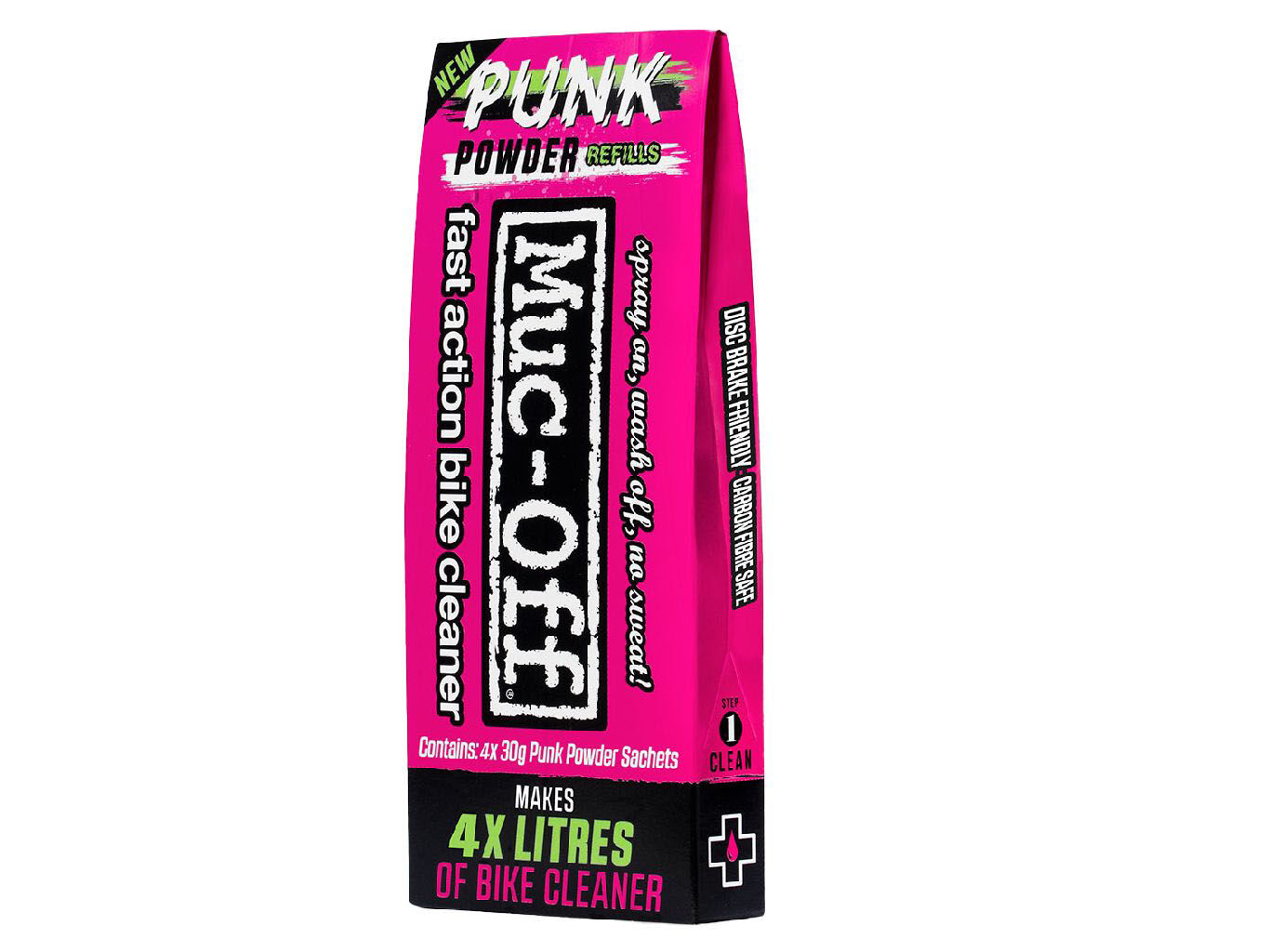Muc Off, Schmier-/Pflegemittel, Punk Powder (4 Pack), 2x2-Beutel ergibt insgesamt 4l Bike Cleaner, pink, 100% plastikfrei