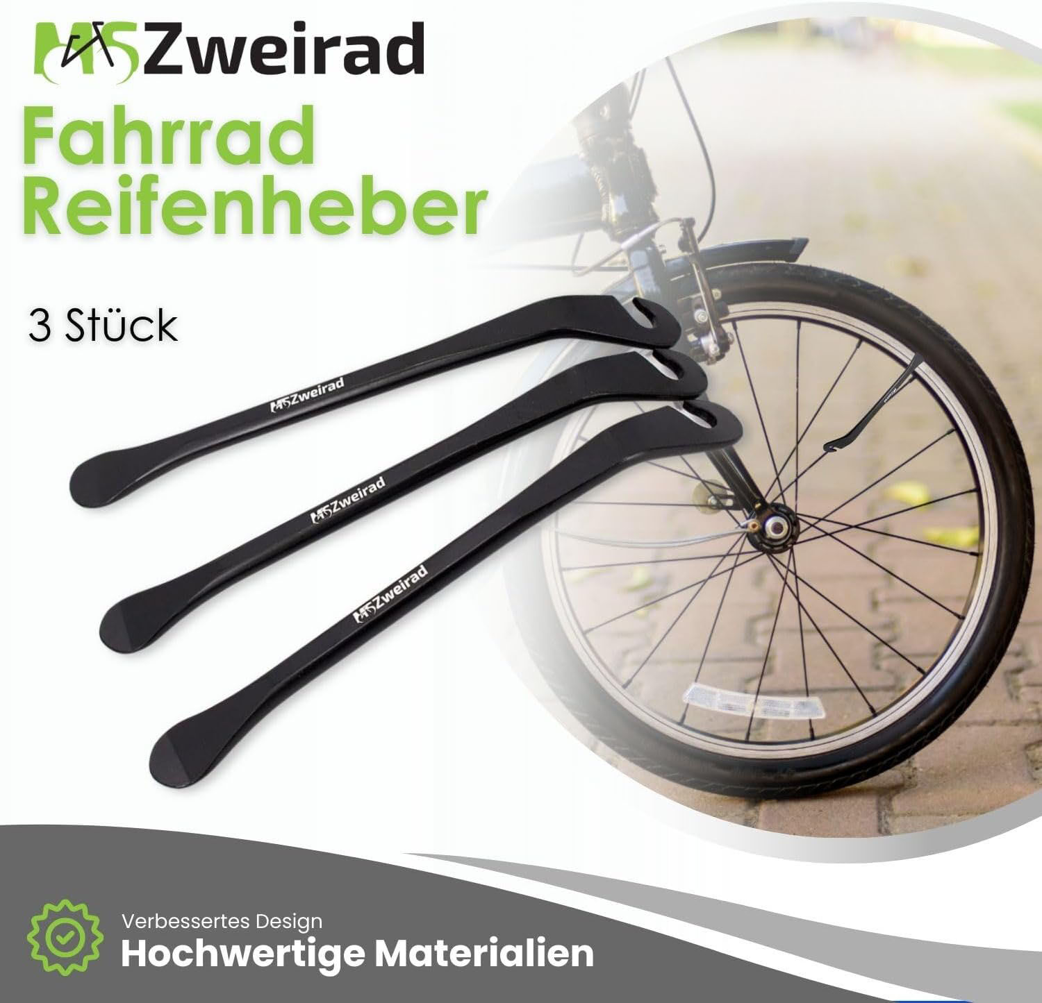 3x Reifenheber Metall stabil Montagehebel Fahrrad 12,4x1,3cm